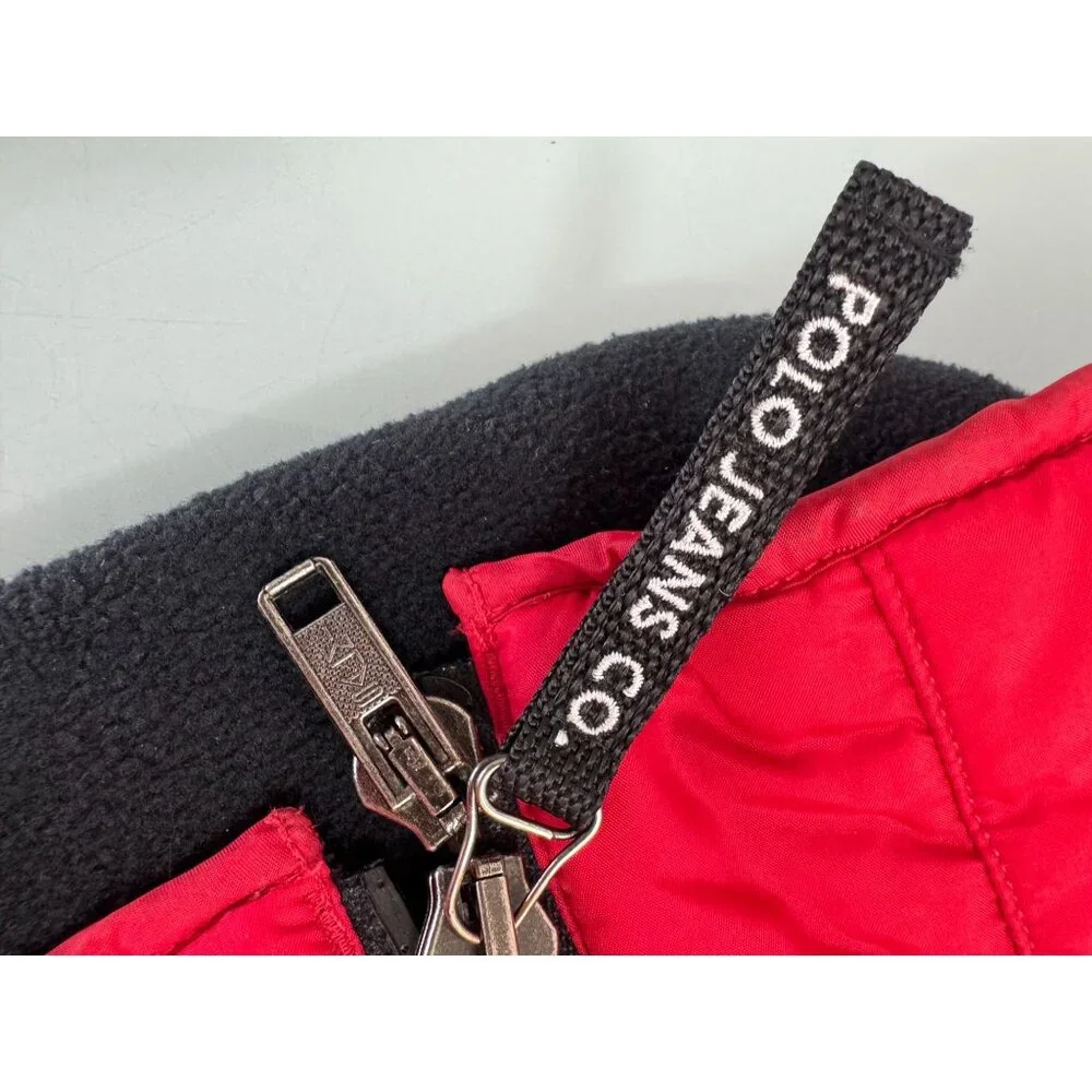 Vintage Polo Jeans Ralph Lauren Quilted Jacket Mens L Fleece Lined Full Zip Y2K - Picture 12 of 13